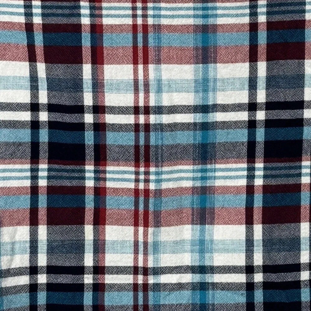 True Religion Shirt Mens Small Blue Red Plaid Flannel‎ Style Dual Pocket Casual